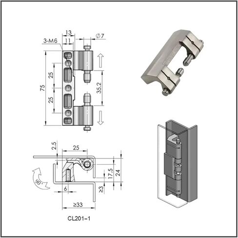Stainless Steel Removable Hinge Industrial Heavy Mechanical Equipment Cabinet Door Hinge 1Pcs(Pipe Type) in Saudi Arabia