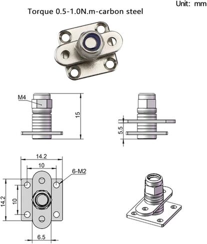 Cross Shaped Damping Hinge Pivot Torque Stainless Steel Free Stop Motion 1Pcs(0.5-1.0N.m) in Saudi Arabia
