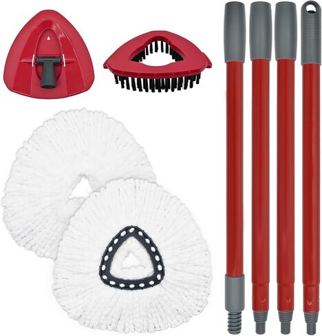 استبدال الممسحة لـ Ocedar، ممسحة لـ O Cedar، ممسحة بديلة لـ O Cedar Spin Mop تحتوي على مقبض ممسحة مكون من 4 أقسام، 2 رأس استبدال ممسحة، 1 قاعدة ممسحة، 1 رأس ممسحة تنظيف لممسحة O-Cedar الدوارة in Saudi Arabia