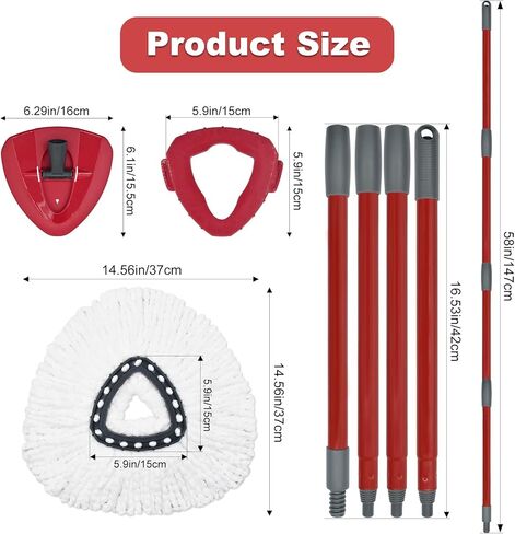 Mop Replacement for Ocedar, Mop for O Cedar, Replacement Mop for O Cedar Spin Mop Contains 4-Section Mop Handle 2 Mop Replace Head 1 Mop Base 1 Scrubber Mop Head for O-Cedar Spin Mop in Saudi Arabia