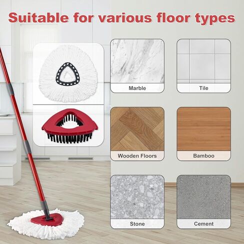 Mop Replacement for Ocedar, Mop for O Cedar, Replacement Mop for O Cedar Spin Mop Contains 4-Section Mop Handle 2 Mop Replace Head 1 Mop Base 1 Scrubber Mop Head for O-Cedar Spin Mop in Saudi Arabia