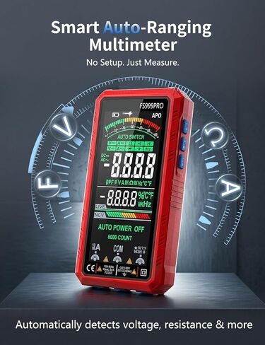 مقياس رقمي متعدد، جهاز اختبار كهربائي ذكي ذاتي النطاق، 6000 عدد TRMS، قابل لإعادة الشحن عبر USB-C، شاشة ملونة سهلة القراءة، اكتشاف NCV للاستخدام المنزلي والسيارات والاستخدام الشخصي in Kuwait
