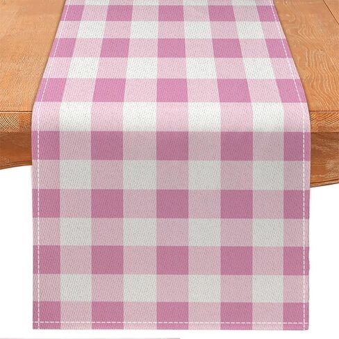 Buffalo Plaid Table Runner, Linen Check Dining Table Decoration, White Multi-Color Pattern, Indoor Outdoor Home Decor, 13 x 72 Inch (Rainbow, 13 x 72 Inch) in Saudi Arabia