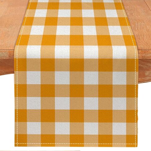 Buffalo Plaid Table Runner, Linen Check Dining Table Decoration, White Multi-Color Pattern, Indoor Outdoor Home Decor, 13 x 72 Inch (Rainbow, 13 x 72 Inch) in Saudi Arabia