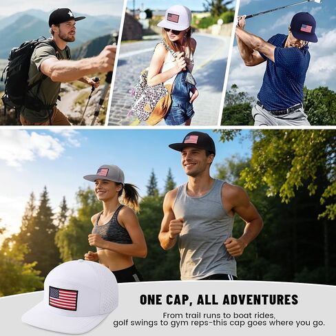 American Flag Baseball Cap, Flat Bill Brim Hat for Men Women, Patriotic Mesh Snapback Hats in Saudi Arabia