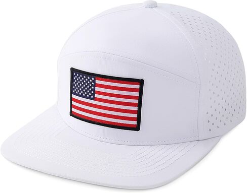 American Flag Baseball Cap, Flat Bill Brim Hat for Men Women, Patriotic Mesh Snapback Hats in Saudi Arabia