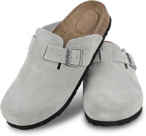 Women's Suede Clogs Slip-On Buckle Slides Leather Mules Cork Footbed Sandals Potato Shoes with Arch Support in Saudi Arabia