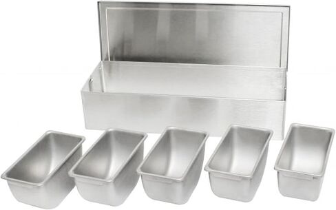 TrueCraftware- 5 Compartment Stainless Steel Condiment Bar (Open Bottom)- Condiment Dispenser Serving Container Garnish Tray Bar Caddy Condiment Server Caddy Garnish Holder for Home Work Restaurant in Saudi Arabia