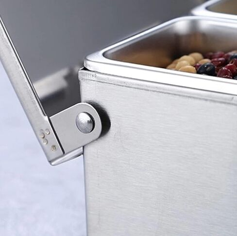 TrueCraftware- 5 Compartment Stainless Steel Condiment Bar (Open Bottom)- Condiment Dispenser Serving Container Garnish Tray Bar Caddy Condiment Server Caddy Garnish Holder for Home Work Restaurant in Saudi Arabia