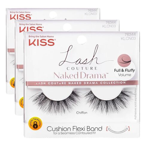 رموش صناعية من مجموعة KISS Lash Couture Naked Drama مع شريط مرن مبطن، حجم كامل ورقيق، طراز "كريب"، زوج واحد من الرموش الصناعية in Saudi Arabia