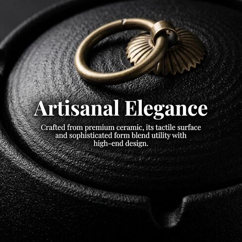 KALLORY Ceramic Ashtray with Lid, Mini Portable Windproof Ash Tray for Men, Black Covered Compact Outdoor and Car Use, Stable Anti-tip Design for Patio and Travel in Saudi Arabia