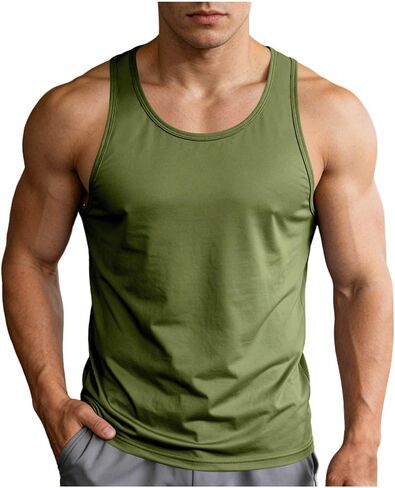 Mens Workout Tank Tops Quick Dry Sleeveless Running Shirts Gym Muscle Bodybuilding Shirts Fitness Swim Beach Shirt in Saudi Arabia