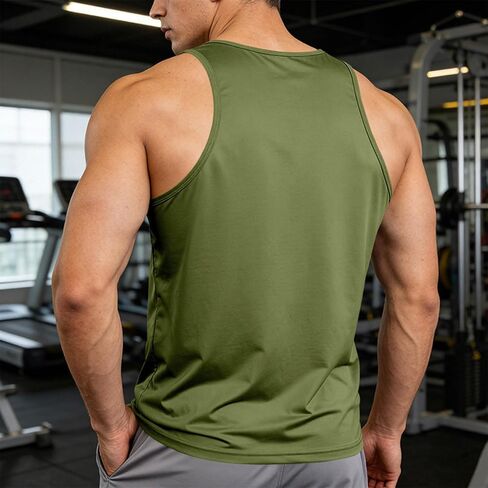 Mens Workout Tank Tops Quick Dry Sleeveless Running Shirts Gym Muscle Bodybuilding Shirts Fitness Swim Beach Shirt in Saudi Arabia