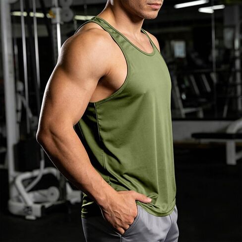 Mens Workout Tank Tops Quick Dry Sleeveless Running Shirts Gym Muscle Bodybuilding Shirts Fitness Swim Beach Shirt in Saudi Arabia