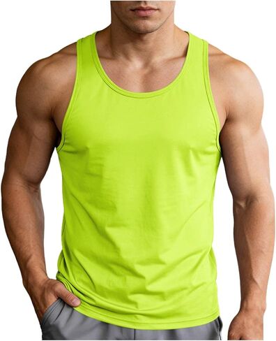 Mens Workout Tank Tops Quick Dry Sleeveless Running Shirts Gym Muscle Bodybuilding Shirts Fitness Swim Beach Shirt in Saudi Arabia
