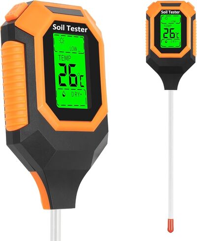 4-in-1 Soil Moisture Meter Digital PH Meter/Soil Moisture/Plant Temperature/Sunlight Intensity, Backlight LCD Display, Soil Test Meter for Garden, Lawn, Plant Care, Farm and Indoor Outdoor Plants in Saudi Arabia