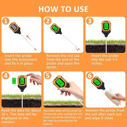 4-in-1 Soil Moisture Meter Digital PH Meter/Soil Moisture/Plant Temperature/Sunlight Intensity, Backlight LCD Display, Soil Test Meter for Garden, Lawn, Plant Care, Farm and Indoor Outdoor Plants in Saudi Arabia