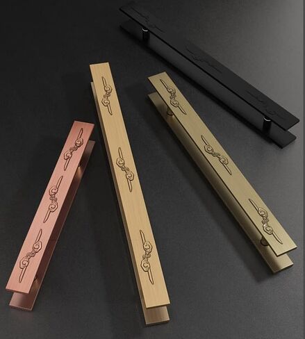 Sliding Door Handle Commercial Double-Sided Swing Door Handle,Heavy Sliding Door Handles in Hotel Offices,Three-Dimensional Relief(Brass,40CM) in Saudi Arabia