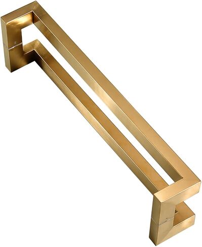 Square Stainless Steel Push Pull Entry Door Handle, Commercial Interior Exterior Door Push Pull Two Side Glass Door Handle/Yellow /80Cm/31.5In in Saudi Arabia
