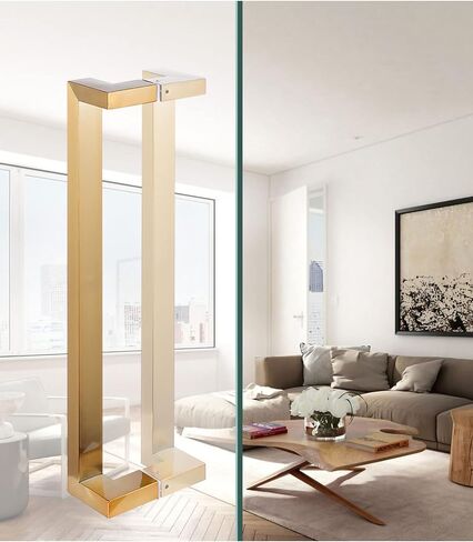 Square Stainless Steel Push Pull Entry Door Handle, Commercial Interior Exterior Door Push Pull Two Side Glass Door Handle/Yellow /80Cm/31.5In in Saudi Arabia