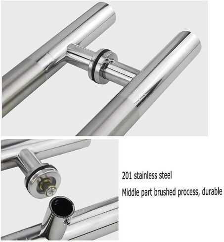 Glass Door Handle 201 Stainless Steel Single Door Push-Pull Door Handle Suitable for Shops/Offices/Hotels 8 Models(120 x 90cm) in Saudi Arabia