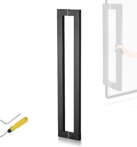 24Inch/31Inch/47Inch Square Stainless Steel Modern Commercial Entry Door Handle, Black Sliding Barn Door Handle, for Shower Glass Door/Interior Exterior Door, Include Fittings/Blac in Saudi Arabia