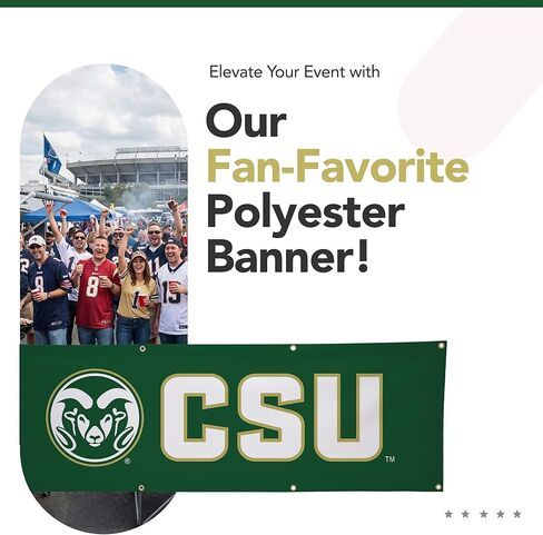 لافتة بوليستر مطبوعة رياضية من Colorado State Rams College - مرخصة من الرابطة الوطنية لرياضة الجامعات (NCAA) - زينة التخرج المعلقة - لافتة مدرسية (أخضر، أبيض) (2 × 6 بوصات) in Kuwait