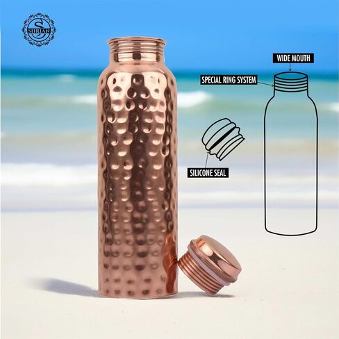 100% Pure Copper Water Bottle for Drinking, 34 Oz Hammered Ayurvedic Copper Bottle for Drinking Water | Leak-Proof & Eco-Friendly | For Yoga, Office, Travel – Handcrafted, Reusable & BPA-Free in Saudi Arabia