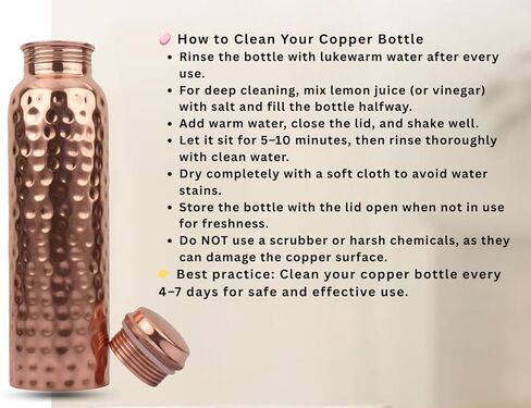 100% Pure Copper Water Bottle for Drinking, 34 Oz Hammered Ayurvedic Copper Bottle for Drinking Water | Leak-Proof & Eco-Friendly | For Yoga, Office, Travel – Handcrafted, Reusable & BPA-Free in Saudi Arabia
