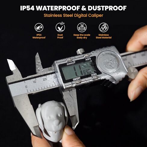 فرجار رقمي من هارديل، فرجار IP54 مع وظيفة ABS، إيقاف تلقائي للميكرومتر الرقمي المعدني بالكامل، فرجار ميكرومتر رقمي 6 بوصة، بوصة/مم/جزء للطباعة ثلاثية الأبعاد وDIY (بطاريتان احتياطيتان) in Saudi Arabia