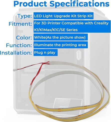 LED Light Kit Upgrade for 3D Printer Compatible with Creality K1/K1Max/K1C/SE Series, White Color & Bright LED Light Bar Kit 24V Flexible Tape for 3D Printer,Plug n Play(K1) in Saudi Arabia