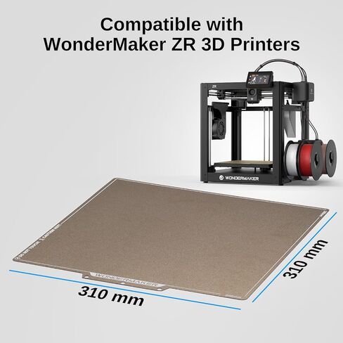 SainSmart x WonderMaker ZR Double Sided PEI Spring Steel 300×300mm Build Plate, Textured PEI Magnetic Flexible Heated Bed, High Flatness PEI Sheet, Accessories Replacement for WonderMaker 3D Printer in Saudi Arabia