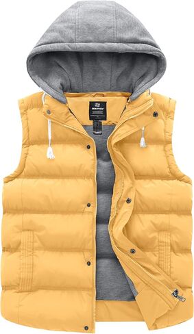 wantdo Women's Plus Size Puffer Vest Quilted Warm Winter Vest with Removable Hood in Saudi Arabia