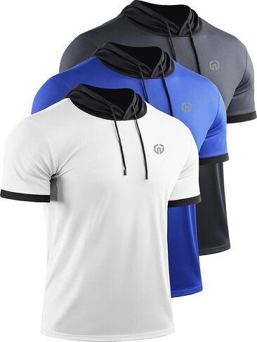 NELEUS Men's Running Shirt Workout Athletic Shirts with Hoodie Pack of 3 in Saudi Arabia