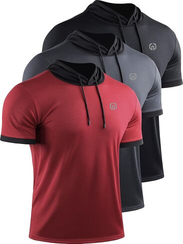 NELEUS Men's Running Shirt Workout Athletic Shirts with Hoodie Pack of 3 in Saudi Arabia