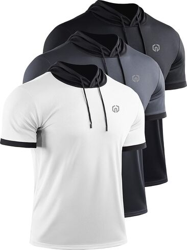 NELEUS Men's Running Shirt Workout Athletic Shirts with Hoodie Pack of 3 in Saudi Arabia