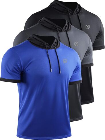 NELEUS Men's Running Shirt Workout Athletic Shirts with Hoodie Pack of 3 in Saudi Arabia