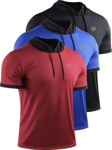 NELEUS Men's Running Shirt Workout Athletic Shirts with Hoodie Pack of 3 in Saudi Arabia