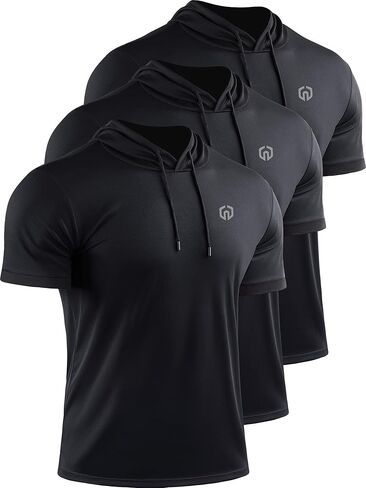 NELEUS Men's Running Shirt Workout Athletic Shirts with Hoodie Pack of 3 in Saudi Arabia