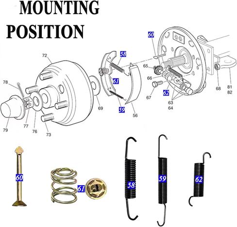 Golf Cart EZGO Brake Shoes Pads & Spring Kit Assembly Fit EZGo Medalist/TXT 1997 Up, Workhorse /ST350 1996 Up, Gas RXV 2008+ and Yamaha 1993-2006 G14 G16 G19-G22 Replaces #27943G01 70794G01 70795G01 in Saudi Arabia