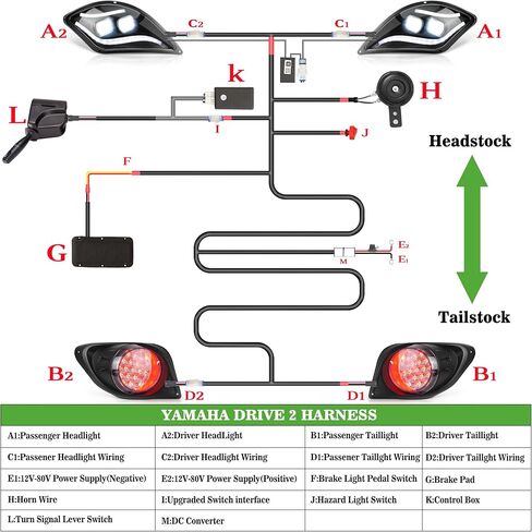 مجموعات إضاءة LED لعربة الجولف لأنظمة Yamaha Drive 2 2017-Up 12V-72V الكهربائية مع المصباح الأمامي وفرامل إشارة الانعطاف وأضواء الذيل الخطرة in Kuwait