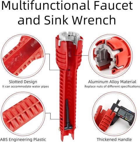 8 in 1 Faucet and Sink Wrench, Multifunctional Wrench Removal Nut Plumbing Tool, Bathroom Kitchen Plumbing Plumber for Tight Spaces Installation and Repairs in Saudi Arabia