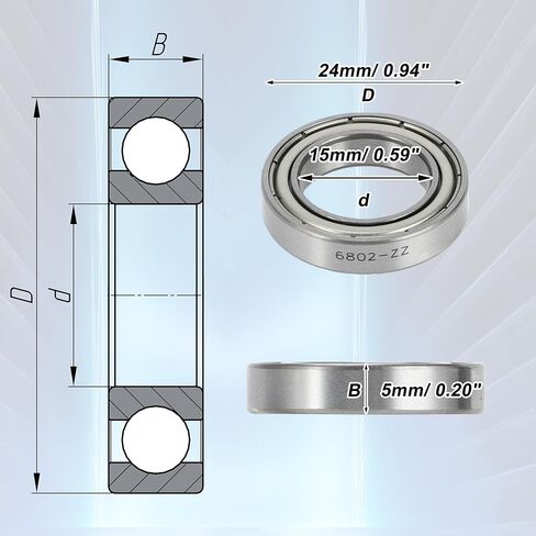 ACROPIX 6802ZZ محامل الكرات الأخدود العميق P6 15x24x5 مم محامل مشحمة مزدوجة معدنية ختم فضي اللون سكوتر عجلة التزلج - حزمة من 2 in Kuwait