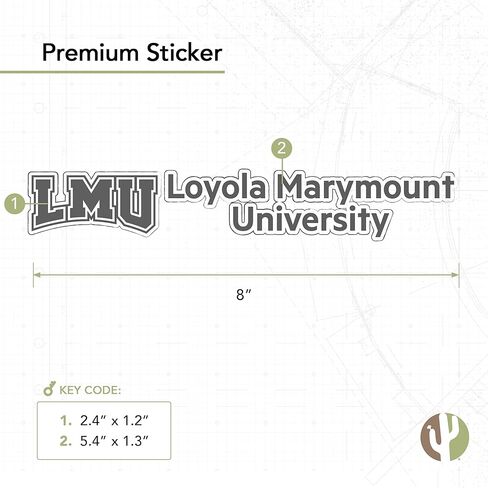 ملصق جامعة صبار الصحراء لويولا ماريماونت LMU Lions اسم الشعار ملصق حائط من الفينيل‏ للكمبيوتر المحمول وزجاجة مياه وقصاصات السيارة (ملصق 8 بوصة) in Saudi Arabia