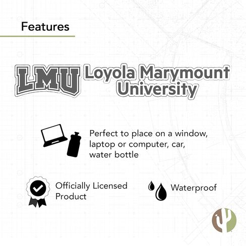 ملصق جامعة صبار الصحراء لويولا ماريماونت LMU Lions اسم الشعار ملصق حائط من الفينيل‏ للكمبيوتر المحمول وزجاجة مياه وقصاصات السيارة (ملصق 8 بوصة) in Saudi Arabia