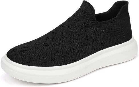 Mens and Womens Walking Shoes Slip On Running Shoes for Men Unisex Lightweight Mesh Tennis Road Running Gym Yoga Sport Fashion Sneakers,Blackwhite in Saudi Arabia