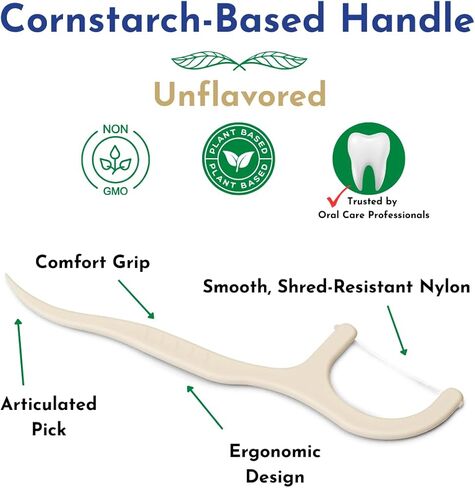 خيط تنظيف الأسنان القابل للتحلل الحيوي من شركة Dental Herb، عدد 200 (4 × 50) - أدوات تنظيف الأسنان بدون نكهة، نباتية، خالية من البلاستيك وخالية من مادة BPA، العناية بالفم نباتية وصديقة للبيئة in Kuwait