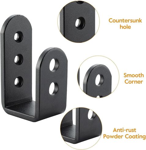 HOME MASTER HARDWARE 2 × 4 دعامات حاجز للأبواب، دعامة U شديدة التحمل لقضيب دعامة أمان الباب الداخلي/الخارجي، أسود، عبوتان in Kuwait