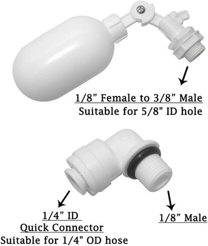 Joywayus 2Pcs Mini Plastic Float Ball Valve with 1/4" Quick Connect Push-In to Connect Tube Fittings, Automatic Water Level Control Switch, Adjustable Water Filter Ballcock Fittings in Saudi Arabia