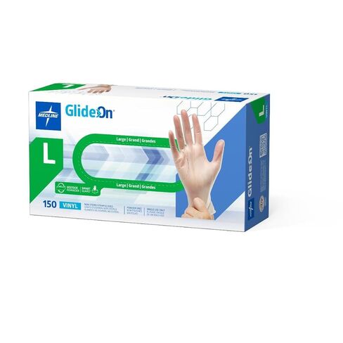 Medline For California Only, Glide-On Powder-Free Vinyl Exam Gloves, Size L in Saudi Arabia